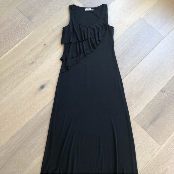 ⭐️Calvin Klein⭐️Black 54" Long Maxi Sleeveless Ruched Beach Evening Dress Size 6 - Picture 9 of 16